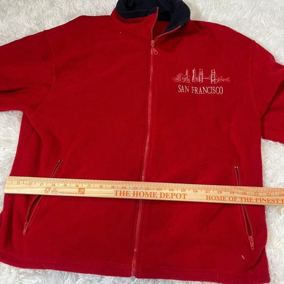 Vintage Red San Francisco fleece jacket Zip up jacket with Nacvy collar Size L‎ - Picture 4 of 7